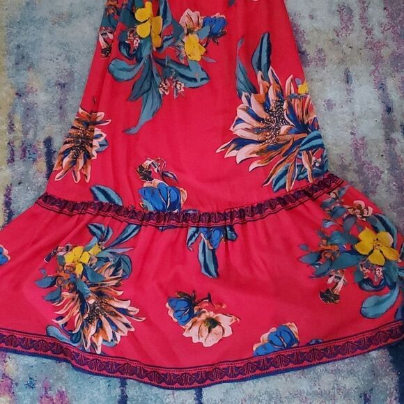 Flying Tomato Off The Shoulder Maxi Dress in Red Floral Size XS - Picture 6 of 10